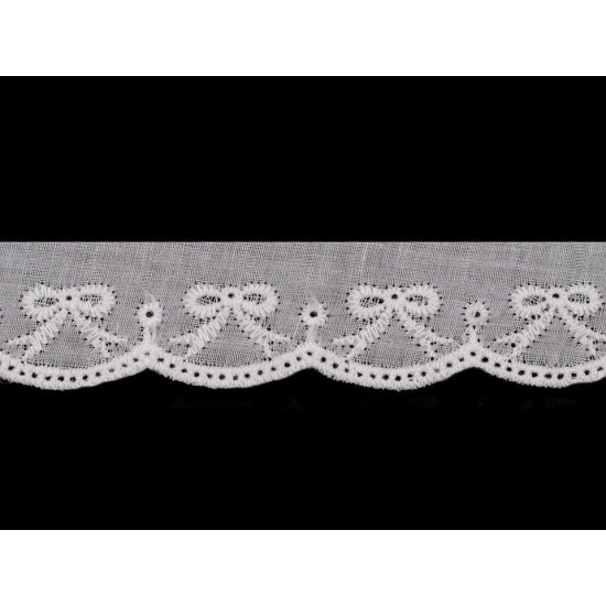 Bawełniana koronka - haft angielski szerokość 35 mm - White (1 Metr) Bawełniana koronka - haft angielski szerokość 35 mm - White (1 Metr)