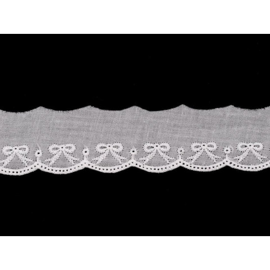 Bawełniana koronka - haft angielski szerokość 35 mm - White (1 Metr) Bawełniana koronka - haft angielski szerokość 35 mm - White (1 Metr)