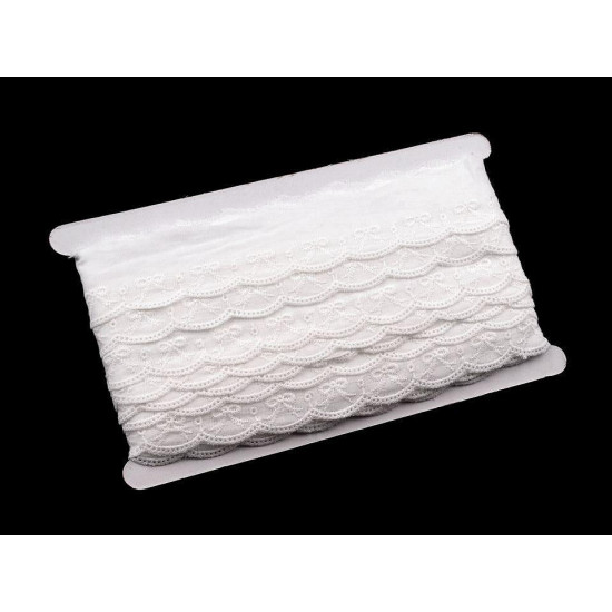 Bawełniana koronka - haft angielski szerokość 35 mm - White (1 Metr) Bawełniana koronka - haft angielski szerokość 35 mm - White (1 Metr)