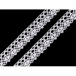 Koronka bawełniana szerokość 19 mm klockowa - White (30 Metry)