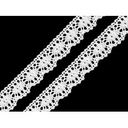 Koronka bawełniana szerokość 22 mm klockowa - White (30 Metry)