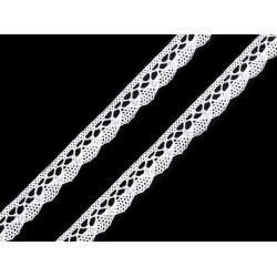 Bobina di pizzo in cotone, larghezza: 10 mm - Bianco (30 Metri)
