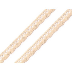 Bobina di pizzo in cotone, larghezza: 10 mm - Beige chiaro (30 Metri)