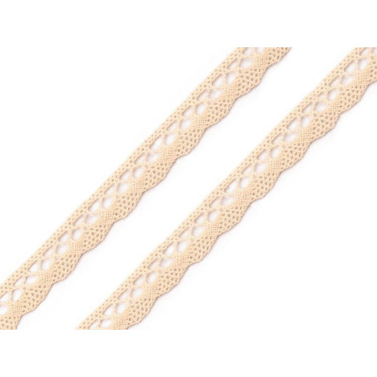 Bobina di pizzo in cotone, larghezza: 10 mm - Beige chiaro (30 Metri) Bobina di pizzo in cotone, larghezza: 10 mm - Beige chiaro (30 Metri)