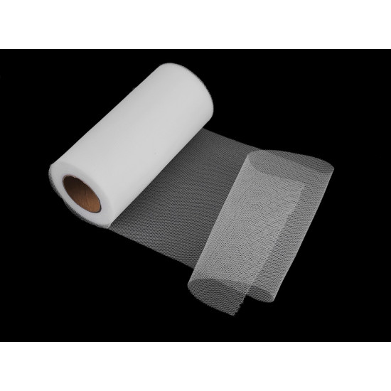 Decorative tulle fabric, width 15 cm - Snow white (1 Piece) Decorative tulle fabric, width 15 cm - Snow white (1 Piece)