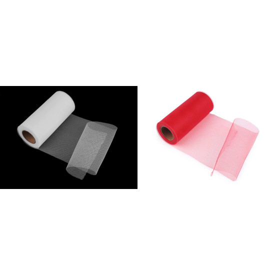 Decorative tulle fabric, width 15 cm - Snow white (1 Piece) Decorative tulle fabric, width 15 cm - Snow white (1 Piece)