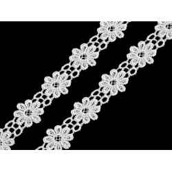 Daisy motif guipure trim width 20 mm - White (1 Meter)