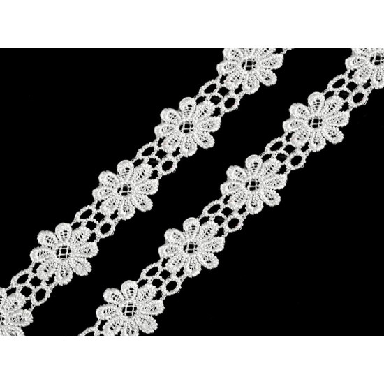 Daisy motif guipure trim width 20 mm - White (1 Meter)