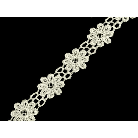 Daisy motif guipure trim width 20 mm - White (1 Meter)