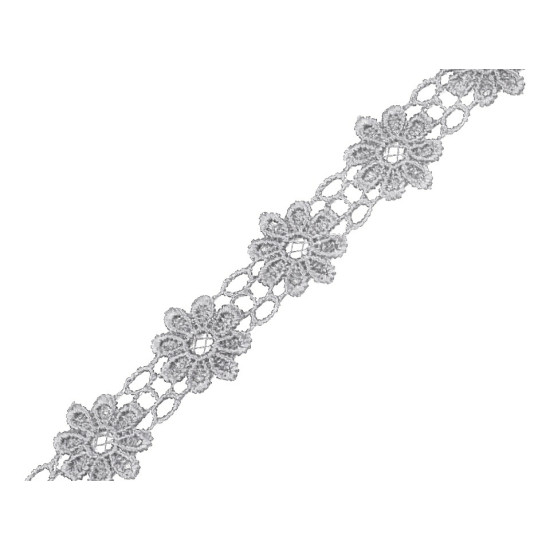 Daisy motif guipure trim width 20 mm - White (1 Meter)