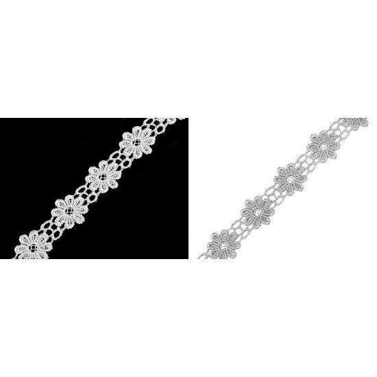 Daisy motif guipure trim width 20 mm - White (1 Meter)