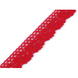 Bobine de liseré de dentelle en coton, largeur 25 mm - Rouge (27 Mètres)