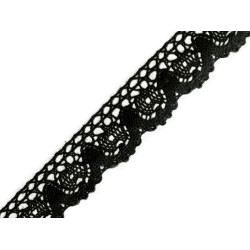 Bobine de liseré de dentelle en coton, largeur 25 mm - Noir (27 Mètres)