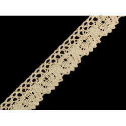 Bobine de liseré de dentelle en coton, largeur 25 mm - Beige clair (27 Mètres)