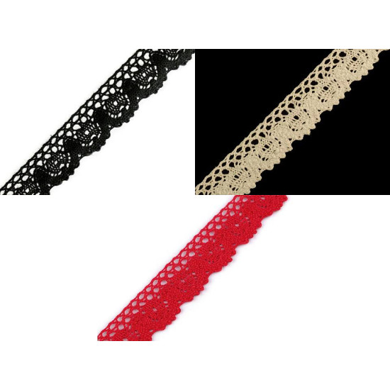 Bobine de liseré de dentelle en coton, largeur 25 mm - Noir (27 Mètres) Bobine de liseré de dentelle en coton, largeur 25 mm - Noir (27 Mètres)