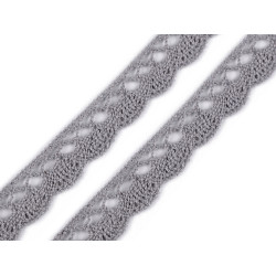 Bobine de liseré de dentelle en coton, largeur 15 mm - Gris (27 Mètres)