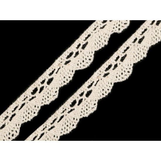 Bobine de liseré de dentelle en coton, largeur 15 mm - Écru lumineux (27 Mètres) Bobine de liseré de dentelle en coton, largeur 15 mm - Écru lumineux (27 Mètres)