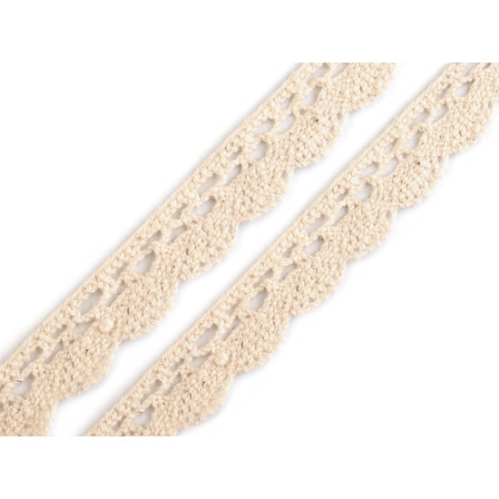 Bobine de liseré de dentelle en coton, largeur 15 mm - Écru lumineux (27 Mètres) Bobine de liseré de dentelle en coton, largeur 15 mm - Écru lumineux (27 Mètres)