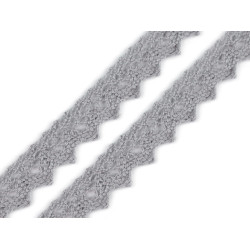 Bobine de liseré de dentelle en coton, largeur 15 mm - Gris (27 Mètres)