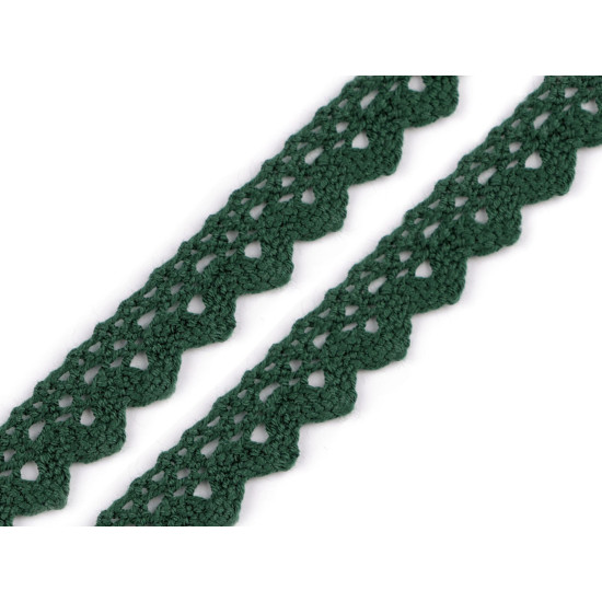 Bobine de liseré de dentelle en coton, largeur 15 mm - Vert foncé (81 Mètres) Bobine de liseré de dentelle en coton, largeur 15 mm - Vert foncé (81 Mètres)