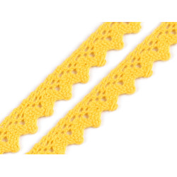 Bobine de liseré de dentelle en coton, largeur 15 mm - Jaune (27 Mètres)