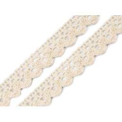 Bobine de liseré de dentelle en coton, largeur 15 mm - Crème clair (27 Mètres)