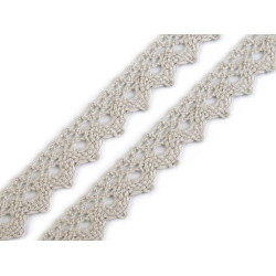 Bobine de liseré de dentelle en coton, largeur 15 mm - Gris clair (27 Mètres)