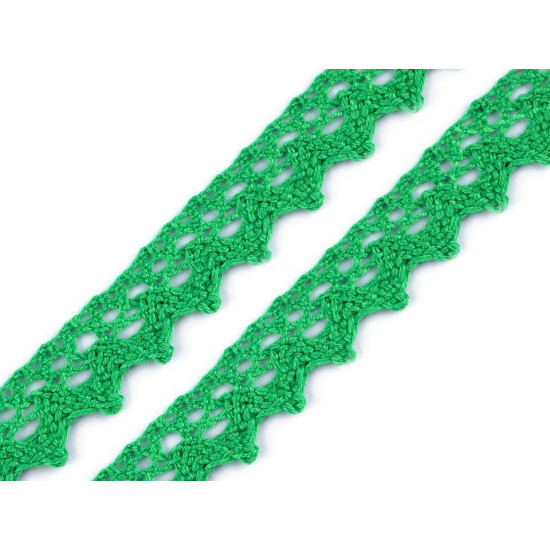 Bobine de liseré de dentelle en coton, largeur 15 mm - Vert foncé (81 Mètres) Bobine de liseré de dentelle en coton, largeur 15 mm - Vert foncé (81 Mètres)