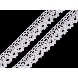 Koronka bawełniana szerokość 28 mm klockowa - White (27 Metry)