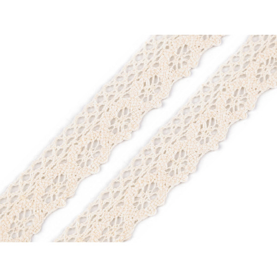 Bobine de liseré de dentelle en coton, largeur 25 mm - Écru lumineux (27 Mètres) Bobine de liseré de dentelle en coton, largeur 25 mm - Écru lumineux (27 Mètres)