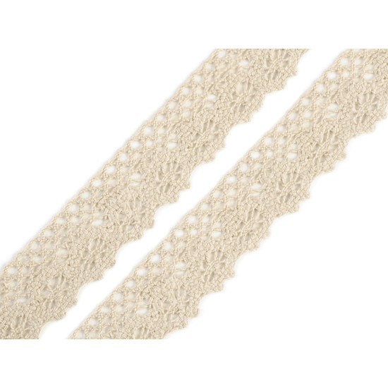 Bobine de liseré de dentelle en coton, largeur 25 mm - Écru lumineux (27 Mètres) Bobine de liseré de dentelle en coton, largeur 25 mm - Écru lumineux (27 Mètres)