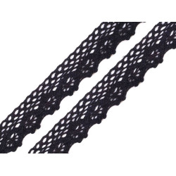 Bobine de liseré de dentelle en coton, largeur 25 mm - Noir (27 Mètres)