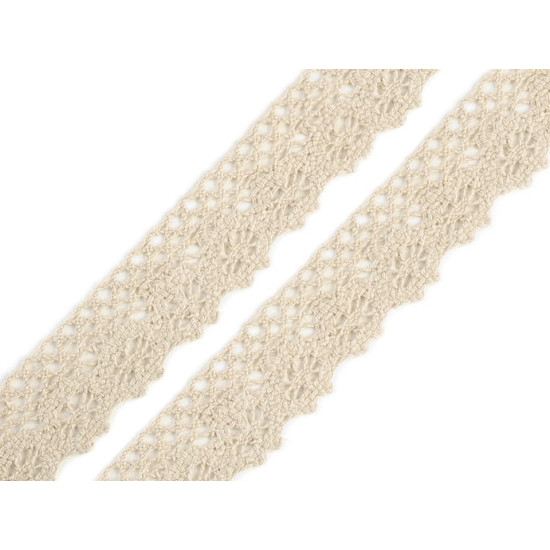 Bobine de liseré de dentelle en coton, largeur 25 mm - Écru lumineux (27 Mètres) Bobine de liseré de dentelle en coton, largeur 25 mm - Écru lumineux (27 Mètres)