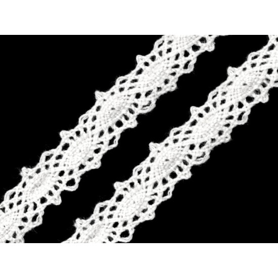 Cotton bobbin lace trim / insert, width 12 mm - Ecru light (27 Meters) Cotton bobbin lace trim / insert, width 12 mm - Ecru light (27 Meters)