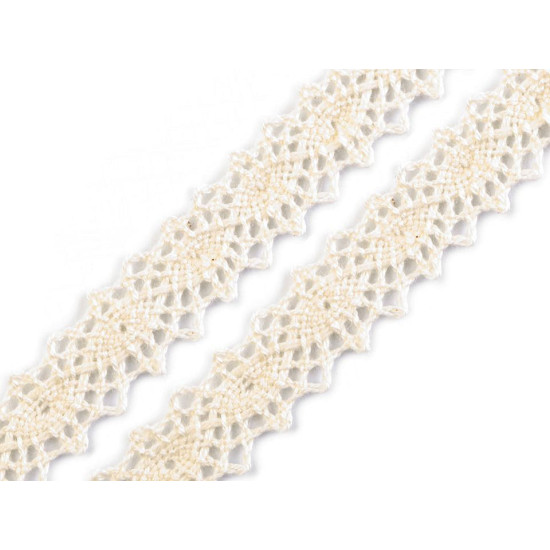 Cotton bobbin lace trim / insert, width 12 mm - Ecru light (27 Meters) Cotton bobbin lace trim / insert, width 12 mm - Ecru light (27 Meters)
