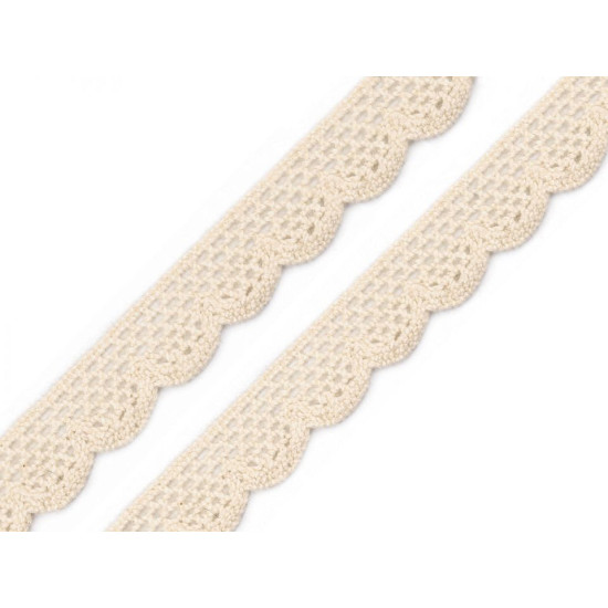 Bobine de liseré de dentelle en coton, largeur 15 mm - Blanc (27 Mètres) Bobine de liseré de dentelle en coton, largeur 15 mm - Blanc (27 Mètres)