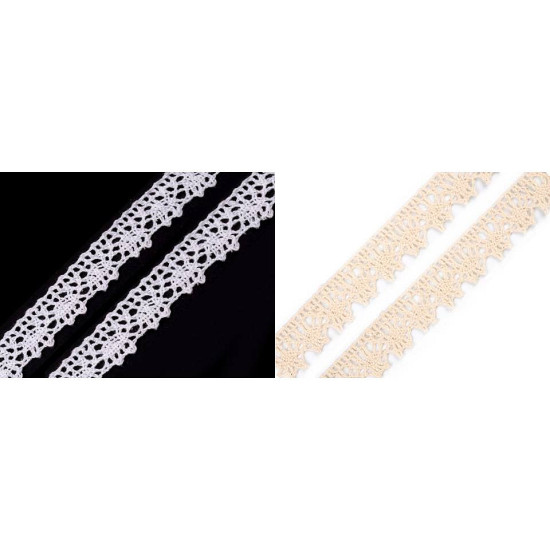 Bobine de liseré de dentelle en coton, largeur 15 mm - Beige clair (18 Mètres) Bobine de liseré de dentelle en coton, largeur 15 mm - Beige clair (18 Mètres)