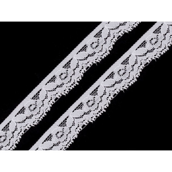 Elastic lace border width 20 mm - White (50 Meters) Elastic lace border width 20 mm - White (50 Meters)