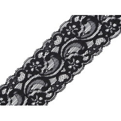 Elastic lace trim width 55 mm - Black (25 Meters)