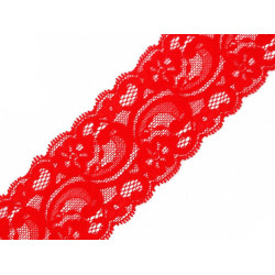 Elastic lace trim width 55 mm - Red (25 Meters)