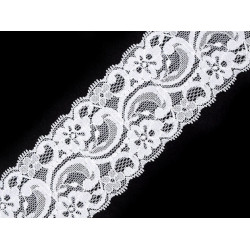 Elastic lace trim width 55 mm - White (1 Meter)