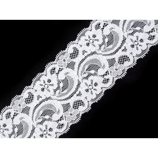 Elastic lace trim width 55 mm - White (1 Meter) Elastic lace trim width 55 mm - White (1 Meter)