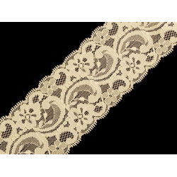 Elastic lace trim width 55 mm - Cream (25 Meters)