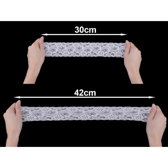 Elastic lace trim width 55 mm - White (1 Meter) Elastic lace trim width 55 mm - White (1 Meter)