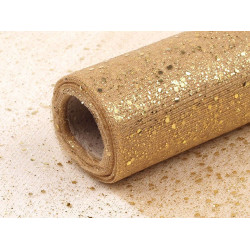 Decorative tulle fabric with glitters width 20 cm - Gold lt. (10 Meters)