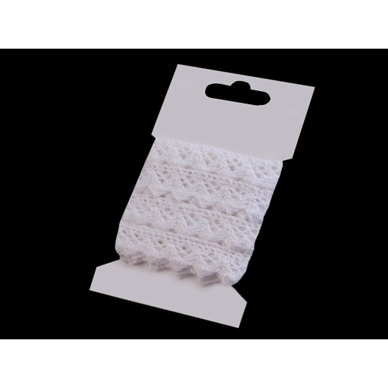Cotton bobbin lace trim width 15 mm - White (1 Card) Cotton bobbin lace trim width 15 mm - White (1 Card)