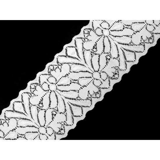 Elastic lace trim width 80 mm - Black (1 Meter) Elastic lace trim width 80 mm - Black (1 Meter)