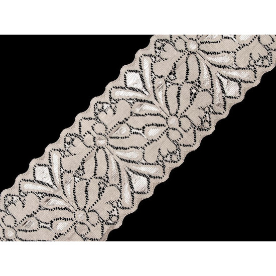 Elastic lace trim width 80 mm - Black (1 Meter) Elastic lace trim width 80 mm - Black (1 Meter)