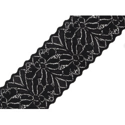 Elastic lace trim width 80 mm - Black (1 Meter)