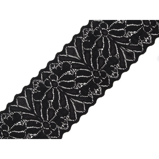 Elastic lace trim width 80 mm - Black (1 Meter) Elastic lace trim width 80 mm - Black (1 Meter)